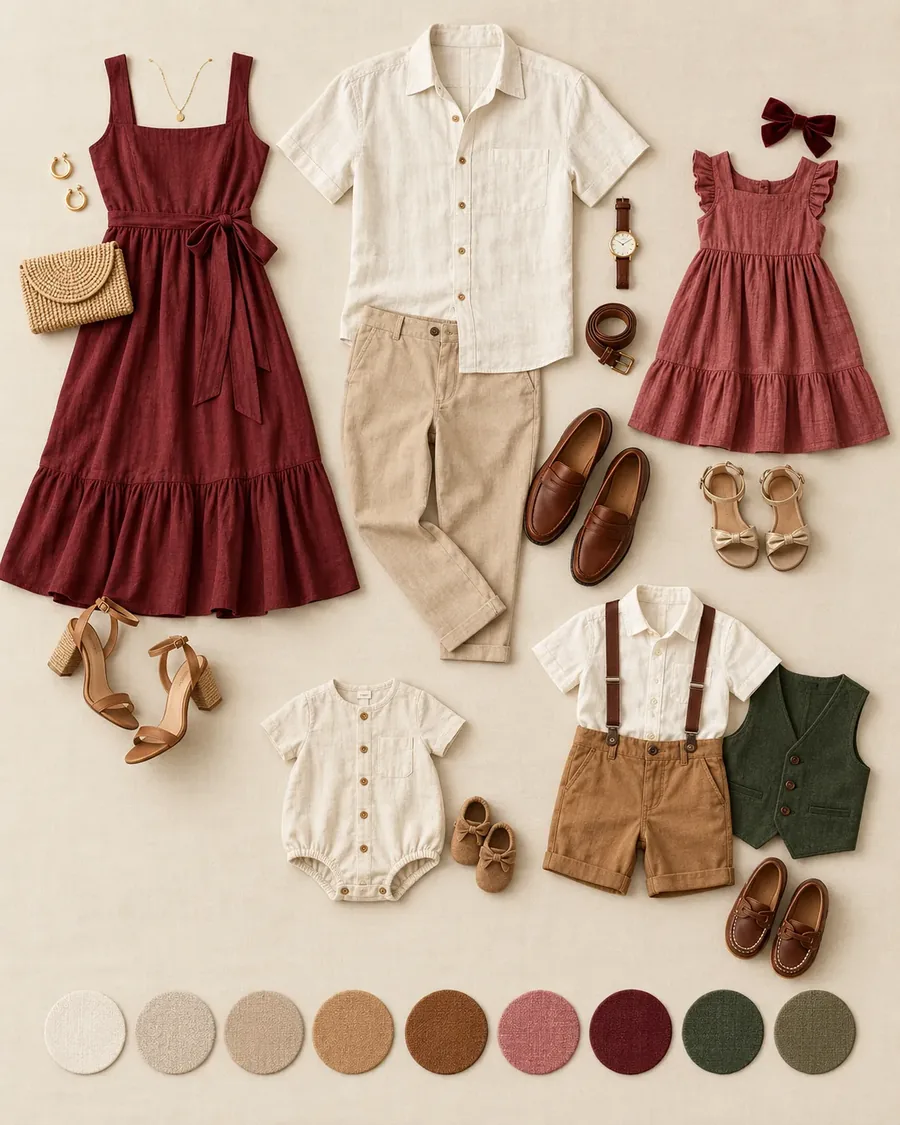 Prancha de referência com looks em tons neutros, bege e marrom café